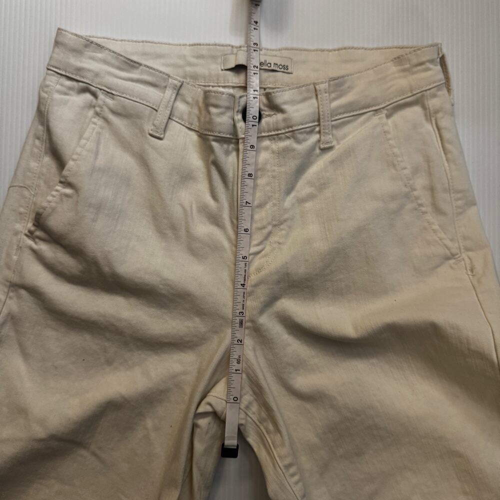 Ella Moss Wide Leg Crop Pants Women's 4 Cream Cotton Culotte Flat Front Chino - Picture 9 of 16